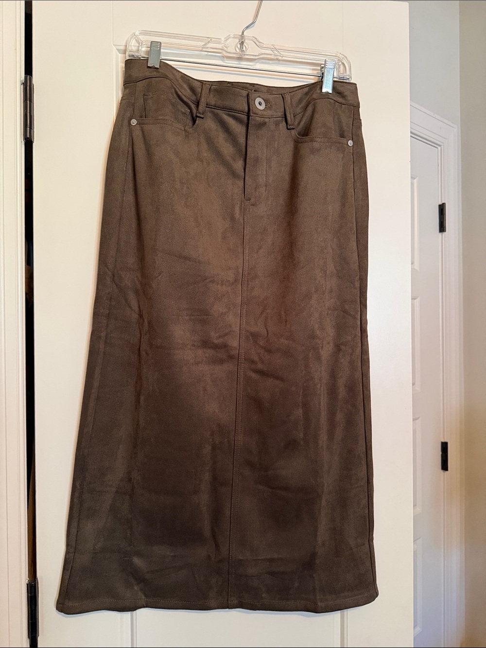 J. Jill Chocolate Brown Faux Suede Maxi Skirt
